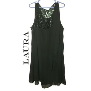 Laura Plus Black Sequin Cascade Dress